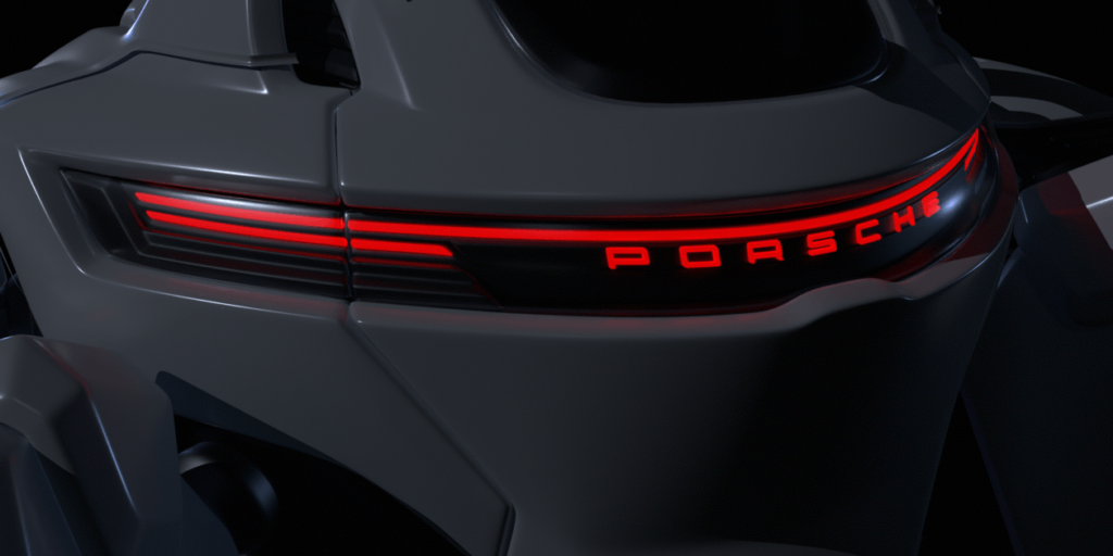 A parte de trás do meca  foi inspirada no design do novo Macan Elétrico da Porsche.