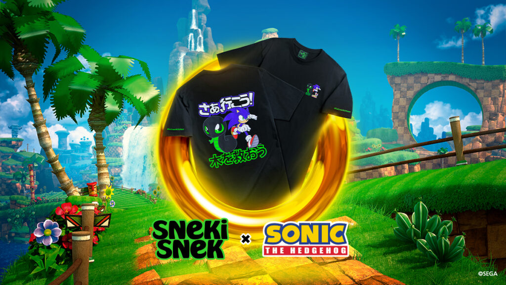 Camiseta Sneki Snek x Sonic the Hedgehog em parceria de Razer e Sega