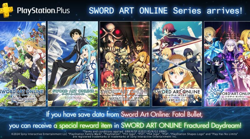 Jogos de SWORD ART ONLINE já estão disponíveis no PlayStation Plus